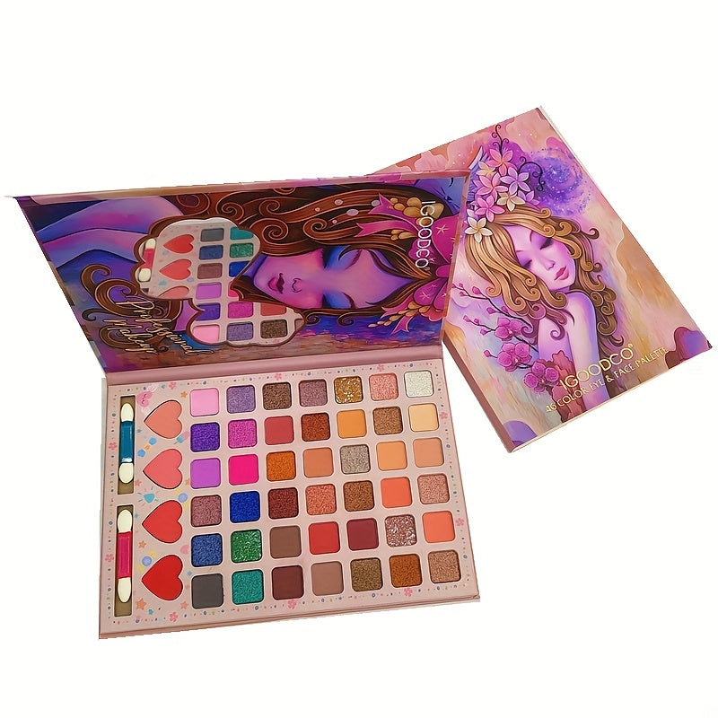 Flower Fairy 46 Colors Eyeshadow Palette Matte Pearly Finish Blush Powder