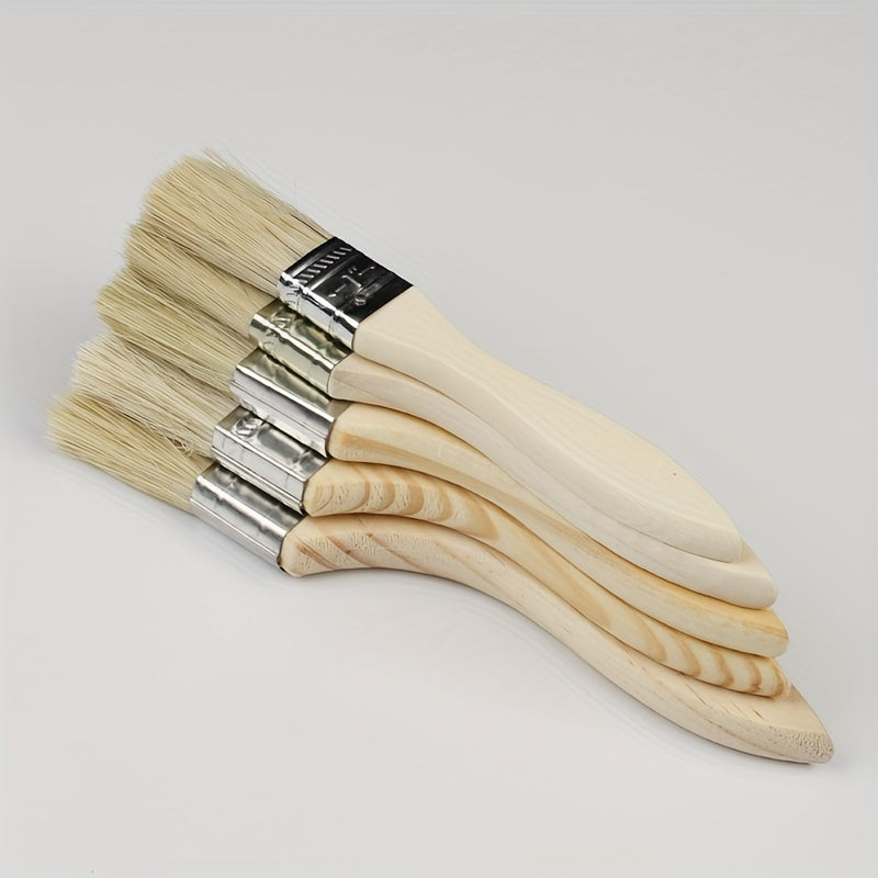 2pcs Thickened Wooden Handle Paint Brush Set Various Bristles BBQ Brush