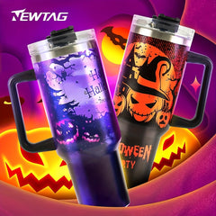 40oz Stainless Steel Insulation Cup Halloween Straw Drinking Cup Double Layer