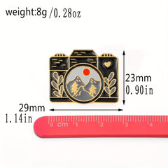 Mountain Landscape Camera Brooch Pin for Backpacks & Clothing