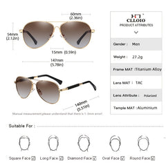 CLLOIO Titanium Alloy Polarized Sunglasses Unisex Gradient Lens