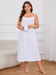 Nightdress Women's Plus Solid Embroidered Cami Sleep Dress