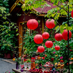 25pcs Red Paper Lantern Set for Birthdays Weddings