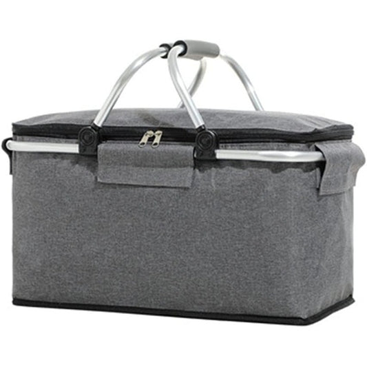 30L Insulated Picnic Basket Foldable Grocery Set Waterproof Lining