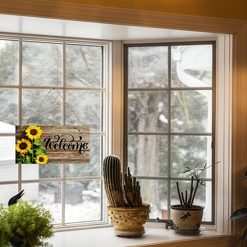 Sunflower Door Sign Wood Grain Decoration Home Hanger Bedroom Porch Courtyard