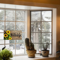 Sunflower Door Sign Wood Grain Decoration Home Hanger Bedroom Porch Courtyard