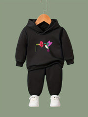 OERYUI 2pcs Bird & Flower Print Hoodies Pants Set Spring Fall