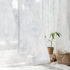 Sweet Flower Pattern Sheer Curtain Rod Pocket Curtain