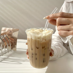 420ml Retro Transparent Glass Water Cup for Outdoor Camping Picnic Travel