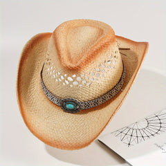 Men's Summer Western Cowboy Straw Beach Hat
