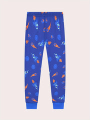 Rocket Pattern Kid's Pajamas Long Sleeve Top & Pants Set