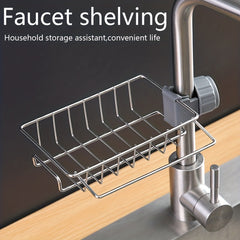 Stainless Steel Faucet Storage Rack Hanging Basket Sponge Draining