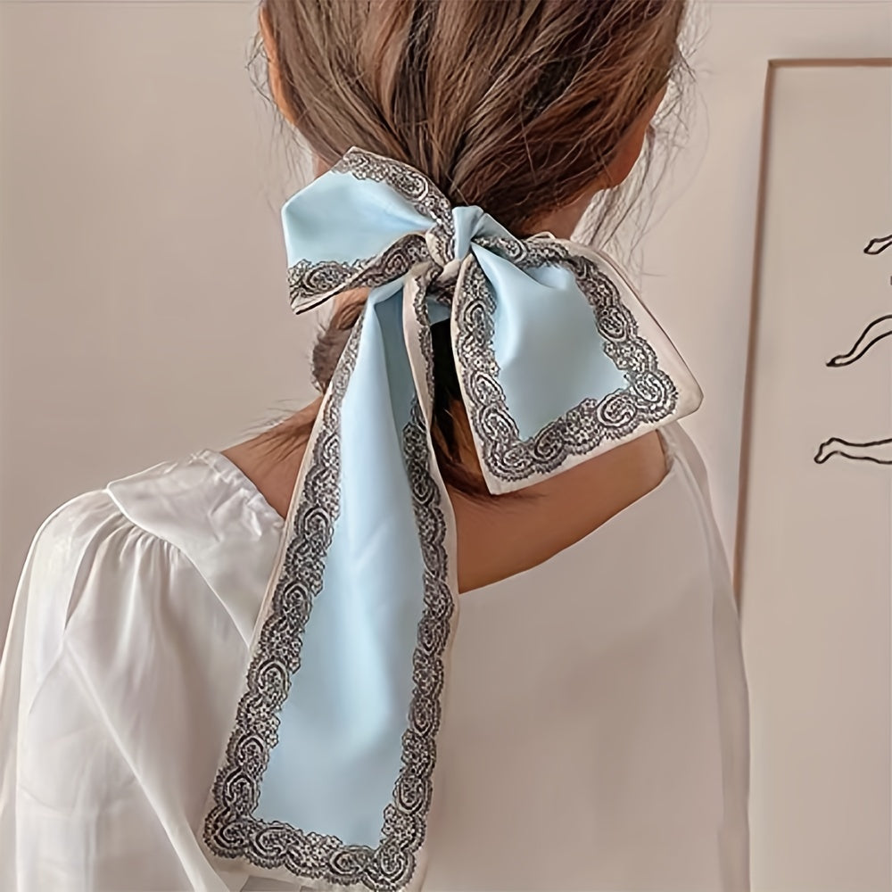2pcs Green & Skinny Scarf Long Ribbon Neckerchief Twilly Scarf Set