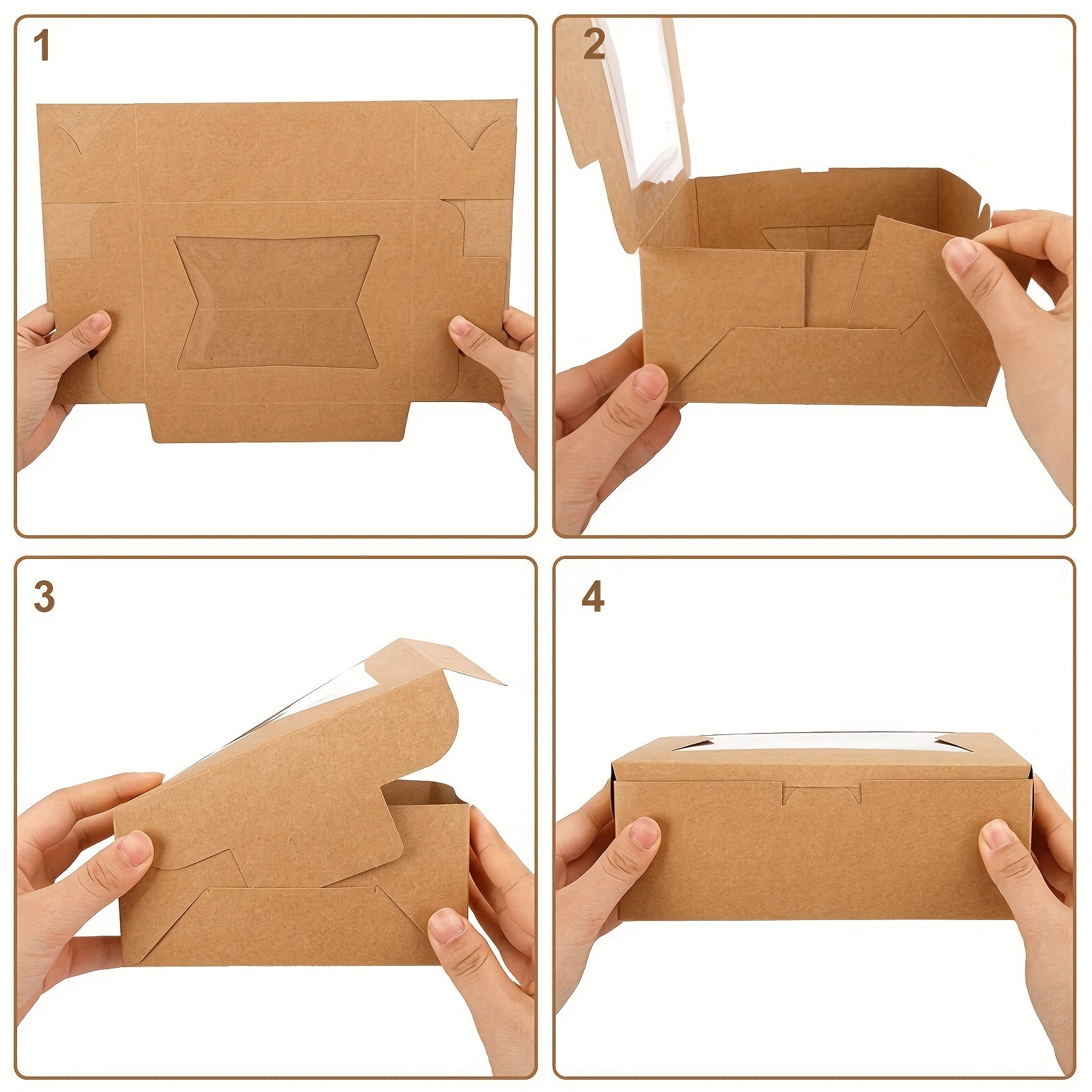 32pcs Brown Pastry Boxes with Windows - Gift Packaging for Cookies