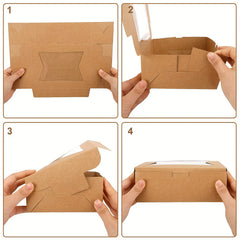 32pcs Brown Pastry Boxes with Windows - Gift Packaging for Cookies