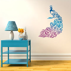 A2 Peacock Pattern Plastic Stencil for DIY Painting on Photo Album Canvas Wall