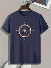 Rudder Pattern Men's Sports T-shirt Graphic Tee for Fitness