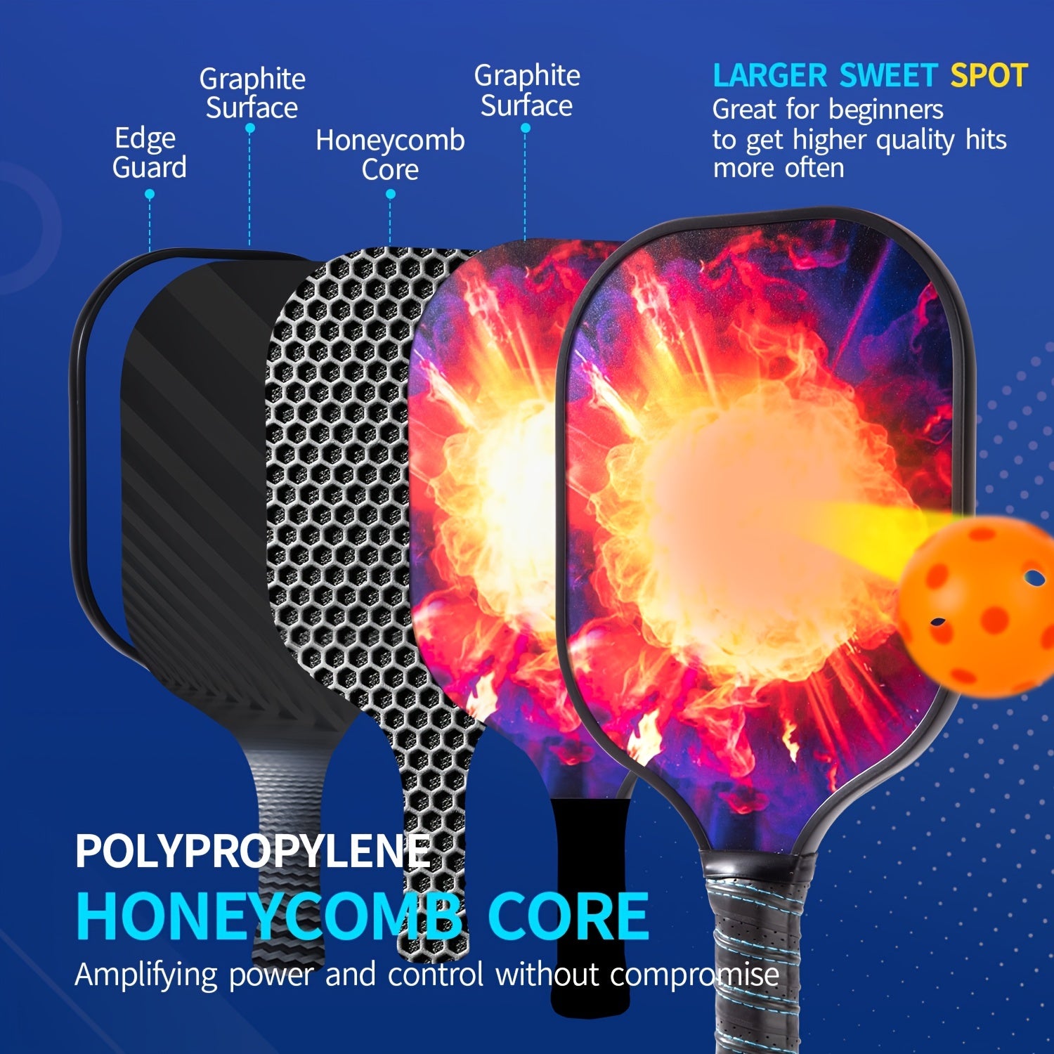 Carbon Fiber Pickleball Set 2 Paddles 4 Balls Bag Beginner Pickleball Paddle