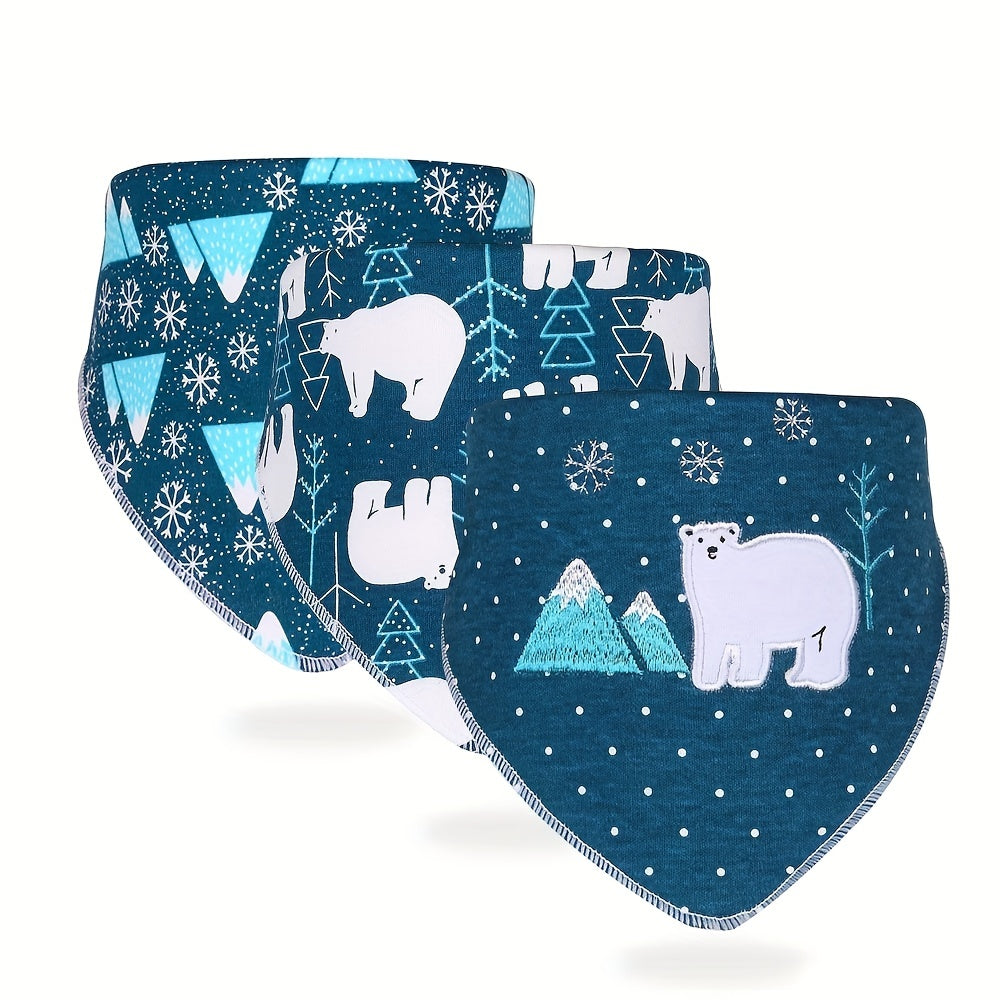 3pcs Baby Cotton Bibs Soft Feeding Bibs With Snap