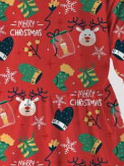 Girls Reindeer Graphic Long Sleeve Dress Spring Fall Christmas Gift