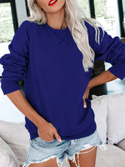 Loose Crew Neck Sweatshirt Solid Long Sleeve Pullover Women's Clothing