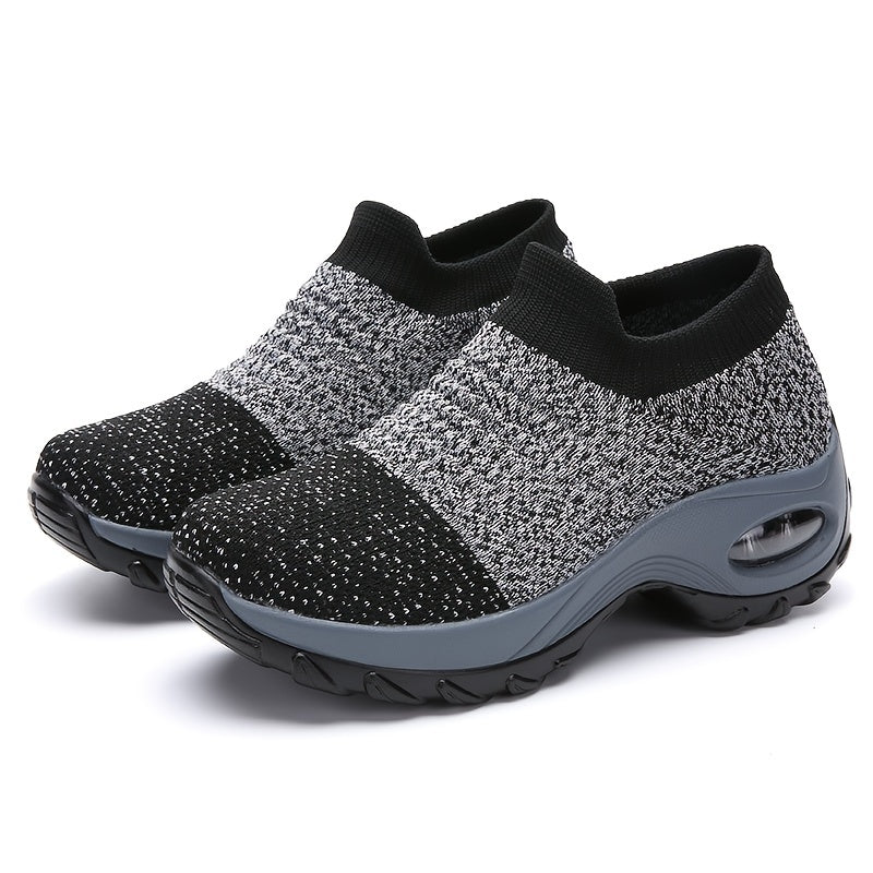 Women's Slip-On Knit Casual Sneakers with Air Cushion Sole