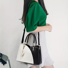 Colorblock Tote Bag Faux Leather Top Handles Women's Shoulder Bag