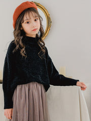 Stretchy Comfy Solid Long Sleeve Sweater Girls Anti Pilling Knitwear