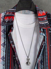 Boho Stripe Print Men's Short Sleeve Shirt