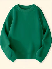 Boys Solid Pullover Sweatshirt Long Sleeve Crew Neck