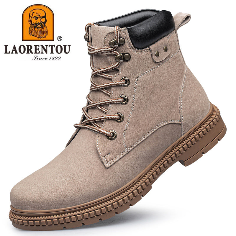 Men's Combat Boots Padded Collar Lace-up Walking Shoes Army Boots