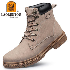 Men's Combat Boots Padded Collar Lace-up Walking Shoes Army Boots