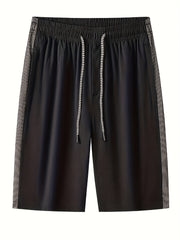 Men's Side Patchwork Loose Shorts Drawstring Sport Shorts for Gym Fitness