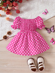 Baby Girls Butterfly Floral Print Puff Sleeve Dress for Summer