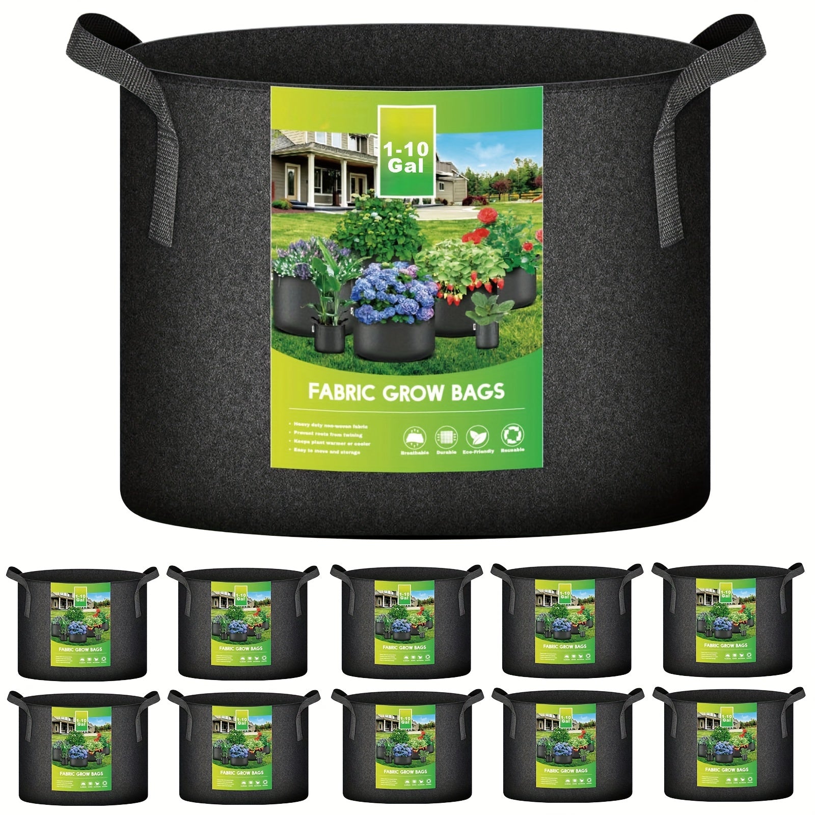 10 Packs 18.93 L Grow Bags Fabric Pots with Handles