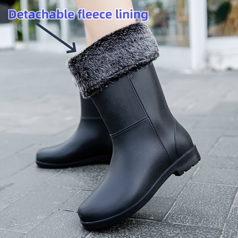 Women's Waterproof High Top Warm Rain Boots Non slip Outdoor Rain Boots