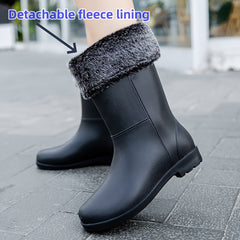Women's Waterproof High Top Warm Rain Boots Non slip Outdoor Rain Boots