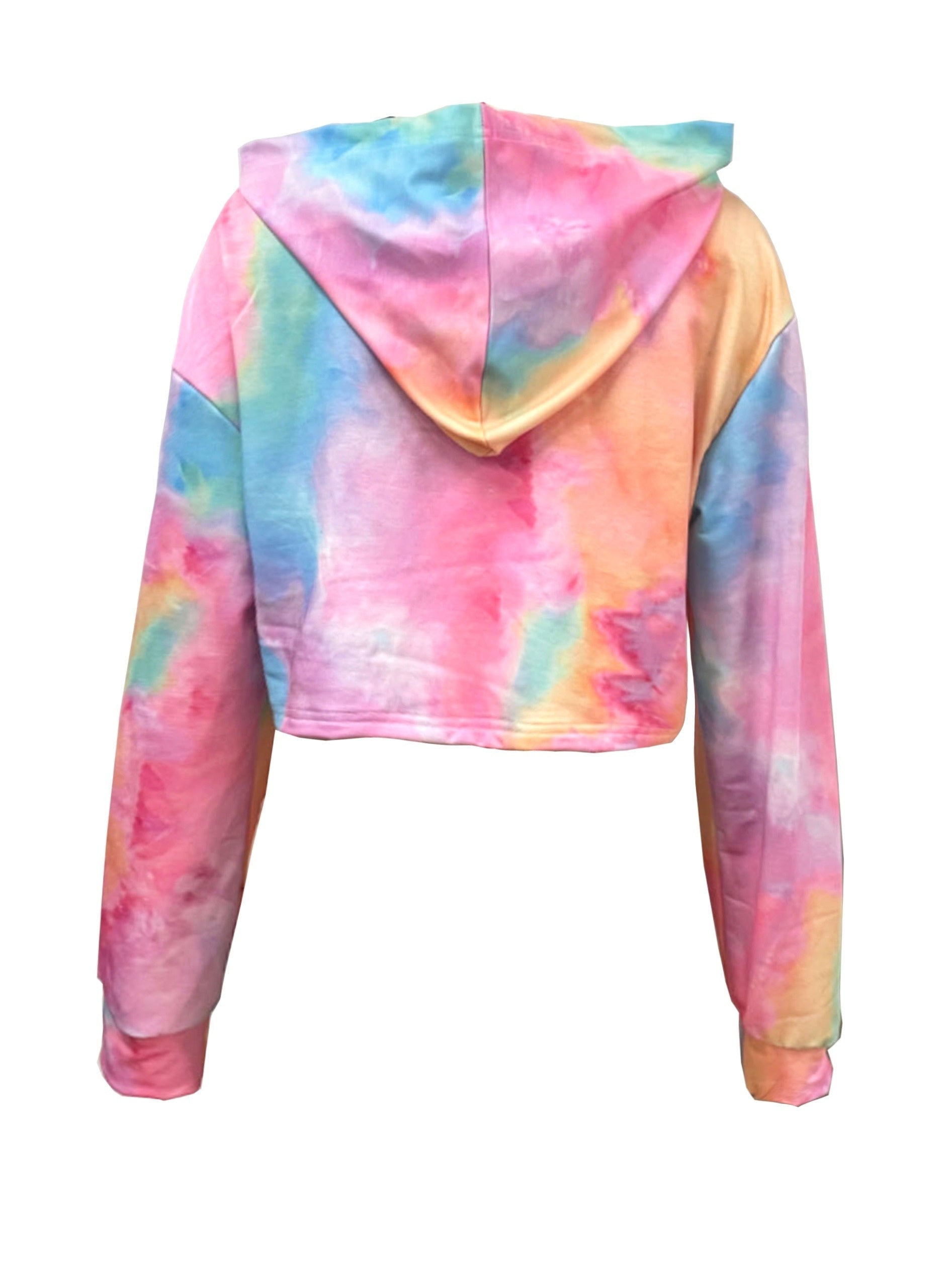 Tie Dye Crop Hoodie Long Sleeve Sweatshirt
