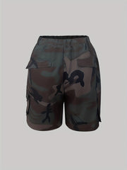 Camo Print Pocket Shorts for Women