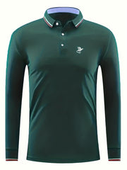 Men's Vintage Bird Polo Shirt Casual Button Up Polo Shirt
