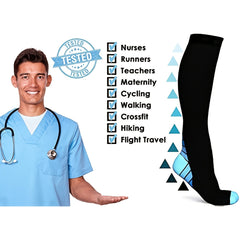 Men's Compression Athletic Socks Long Tube Calf Support for Sports