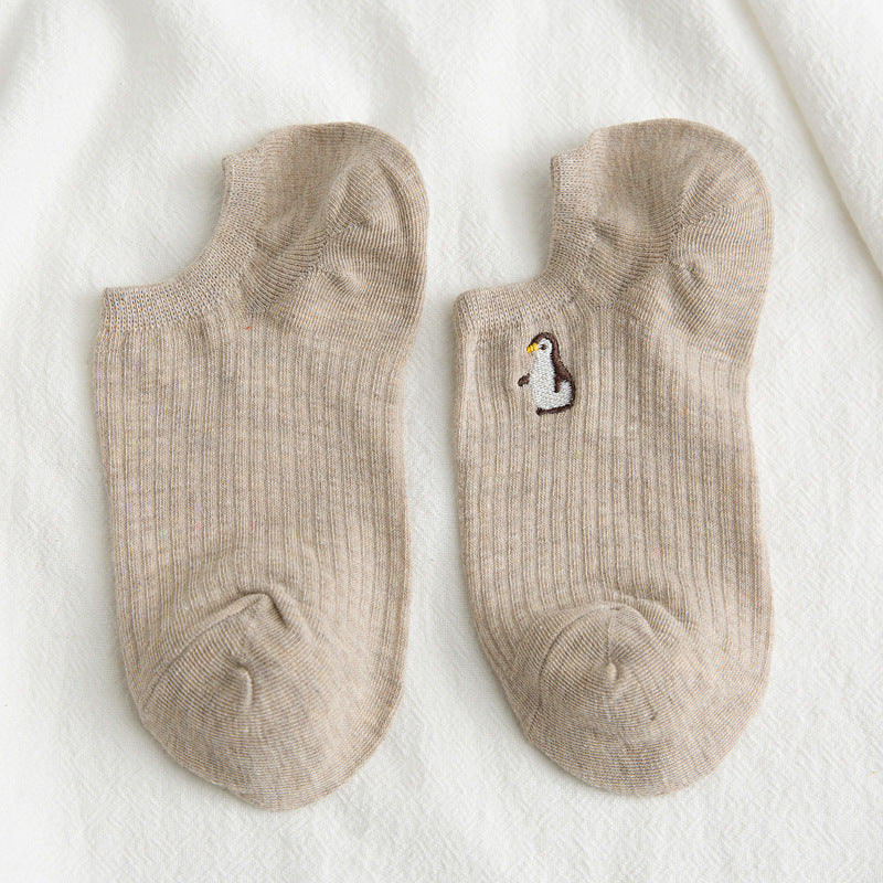 10 Pairs Women's Animal Embroidery Hidden Socks