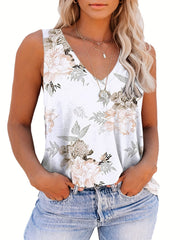 Floral Print V Neck Tank Top