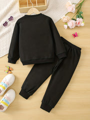 Girl's Butterfly Pattern Hoodie & Sports Pants Set
