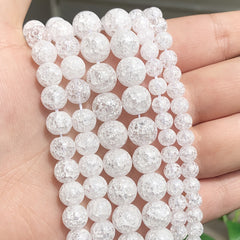 Cracked Crystal Beads Round Spacer Beads Jewelry Making DIY 15'' 4-10mm