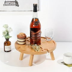 Wooden Folding Picnic Table Wine Glass Holder