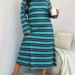 Striped Long Sleeve Lounge Dress