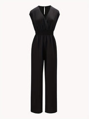 Casual Surplice Neck Jumpsuit Wide Leg Cap Sleeve Summer Spring