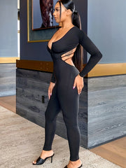 Slim Backless Jumpsuit Solid Casual Women's Clothing
