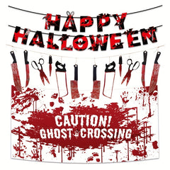 Halloween Banner Set Bloody Backdrop Garland Ghost Party Horror